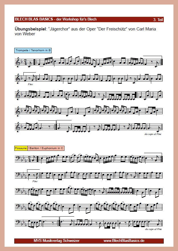 Übungsbeispiel: “Jägerchor” aus der Oper “Der Freischütz” von Carl Maria von Weber